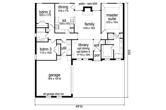 Floor Plan - Main Floor for Traditional House Plan #84-546 - 3 bed, 2 bath