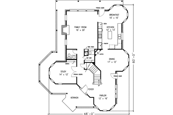 Floor Plan - Main Floor for Victorian House Plan #410-150 - 4 bed, 2.5 bath