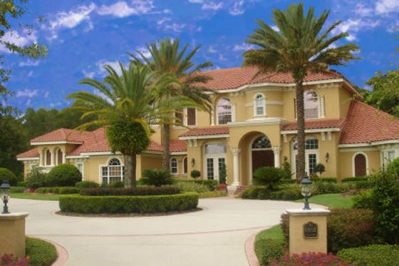 Exterior - Front Elevation for Mediterranean House Plan #135-186 - 5 bed, 5.5 bath