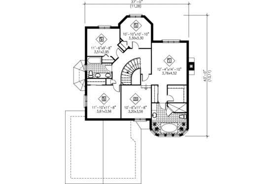 Floor Plan - Upper Floor for European House Plan #25-2226 - 4 bed, 2.5 bath