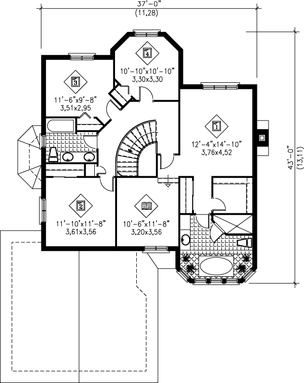 European Floor Plan - Upper Floor Plan #25-2226