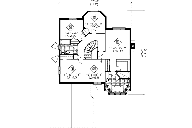 Architectural House Design - Floor Plan - Upper Floor for European House Plan #25-2226 - 4 bed, 2.5 bath