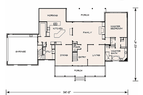 Floor Plan - Main Floor for Country House Plan #140-135 - 3 bed, 3.5 bath