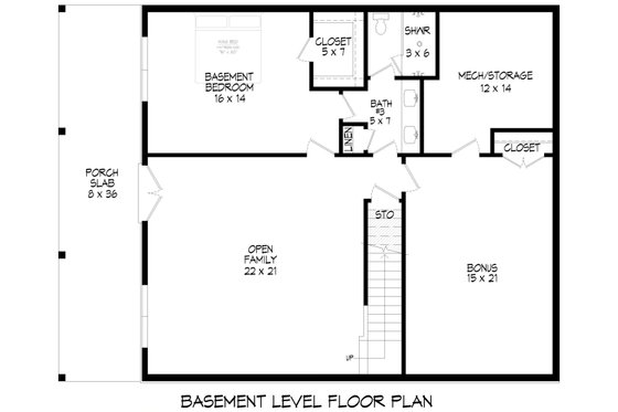 Floor Plan - Lower Floor for Country House Plan #932-1227 - 4 bed, 3.5 bath