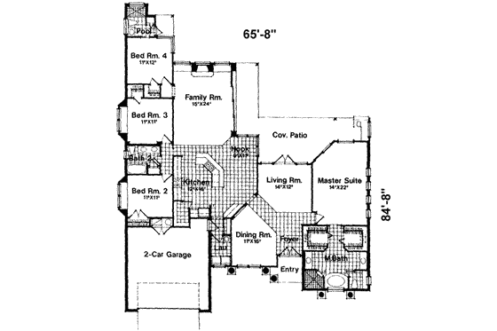 Floor Plan - Main Floor for European House Plan #135-129 - 4 bed, 3 bath