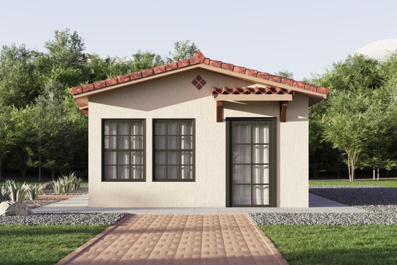 Exterior - Front Elevation 4 for Adobe / Southwestern House Plan #1106-126 - 1 bed, 1 bath
