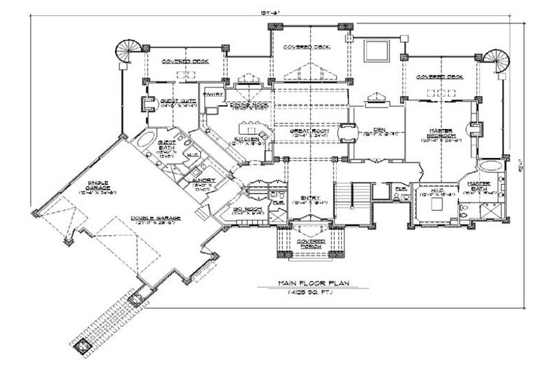 Home Plan - Floor Plan - Main Floor for Traditional House Plan #5-349 - 5 bed, 7.5 bath