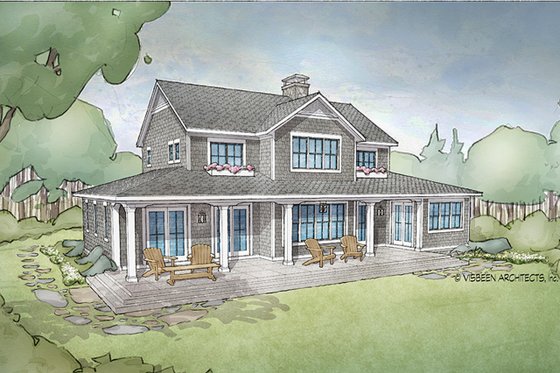 Exterior - Rear Elevation 1 for Cottage House Plan #928-302 - 4 bed, 3.5 bath