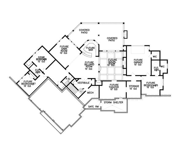 Craftsman Floor Plan - Lower Floor Plan #54-385