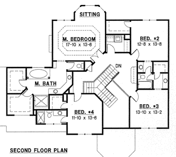 Traditional Floor Plan - Upper Floor Plan #67-765