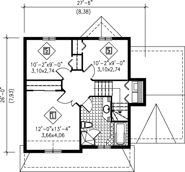 Traditional Floor Plan - Upper Floor Plan #25-2001