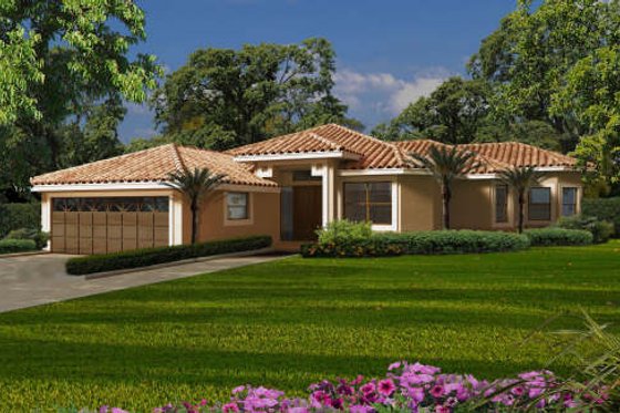 Exterior - Front Elevation for Mediterranean House Plan #420-266 - 3 bed, 2.5 bath
