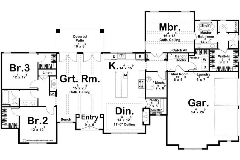 Home Plan - Floor Plan - Main Floor for Modern House Plan #455-568 - 3 bed, 2 bath