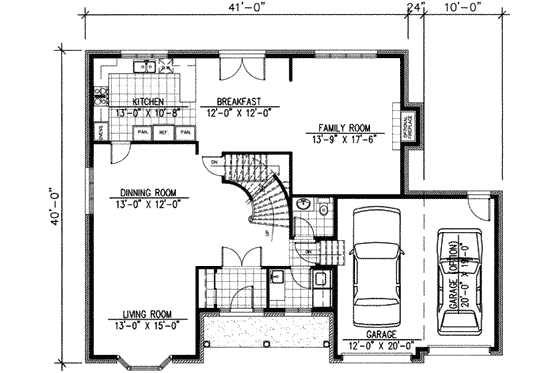 Floor Plan - Main Floor for European House Plan #138-161 - 3 bed, 1.5 bath
