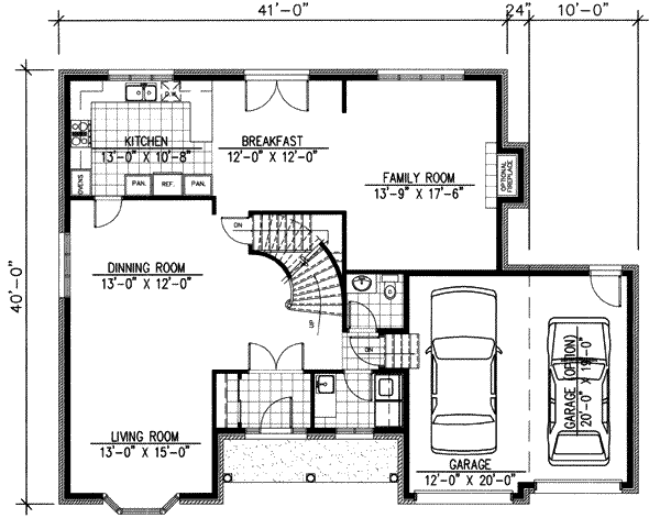 Floor Plan - Main Floor for European House Plan #138-161 - 3 bed, 1.5 bath