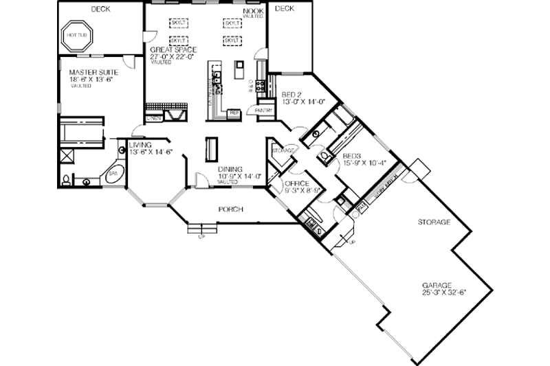 Dream House Plan - Floor Plan - Main Floor for Ranch House Plan #60-190 - 4 bed, 2 bath