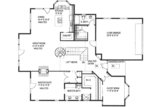 Floor Plan - Main Floor for Traditional House Plan #117-217 - 2 bed, 2 bath