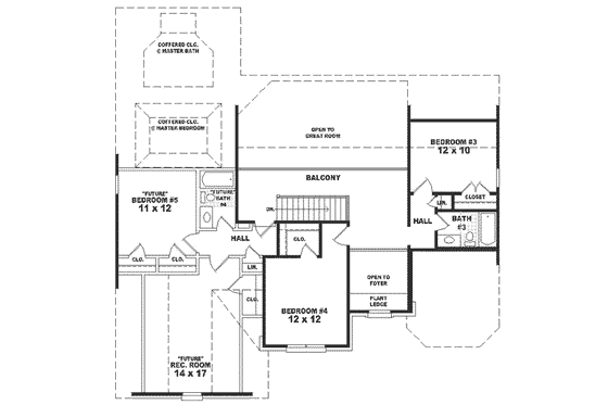 Floor Plan - Upper Floor for Traditional House Plan #81-301 - 4 bed, 3 bath