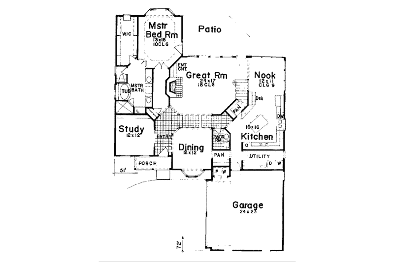 Dream House Plan - Floor Plan - Main Floor for European House Plan #52-136 - 4 bed, 3.5 bath