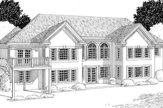 Exterior - Rear Elevation for European House Plan #312-629 - 4 bed, 3 bath