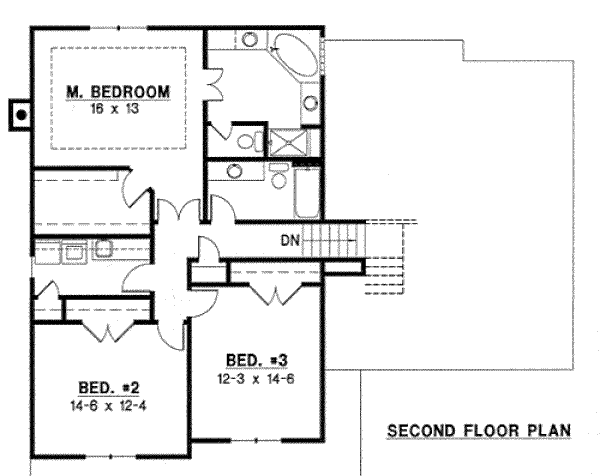 Floor Plan - Upper Floor for Traditional House Plan #67-762 - 3 bed, 2.5 bath