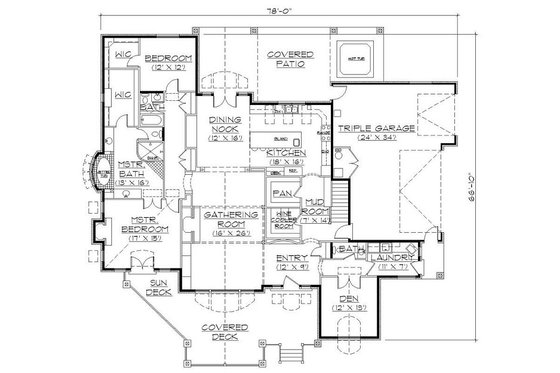 Floor Plan - Main Floor for European House Plan #5-398 - 4 bed, 3.5 bath