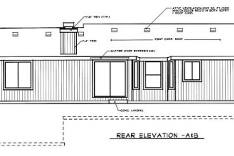Home Plan - Exterior - Rear Elevation for Ranch House Plan #92-106 - 3 bed, 2 bath
