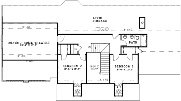 House Design - Country Floor Plan - Upper Floor Plan #17-2093