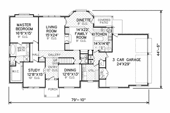 Floor Plan - Main Floor for Traditional House Plan #65-359 - 4 bed, 3 bath