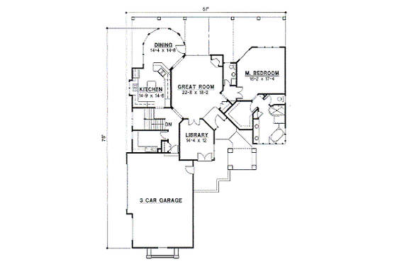 Floor Plan - Main Floor for European House Plan #67-331 - 3 bed, 3 bath