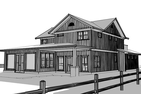 Exterior - Rear Elevation for Farmhouse House Plan #1101-10 - 5 bed, 3 bath