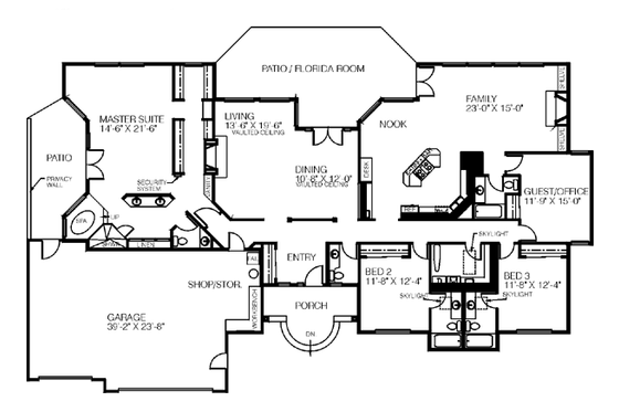 Floor Plan - Main Floor for Traditional House Plan #60-178 - 4 bed, 3.5 bath