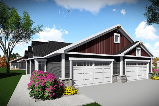 Exterior - Front Elevation 5 for Ranch House Plan #70-1473 - 4 bed, 4 bath
