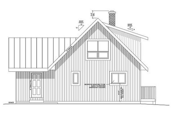 Exterior - Rear Elevation for Cabin House Plan #126-219 - 2 bed, 2 bath