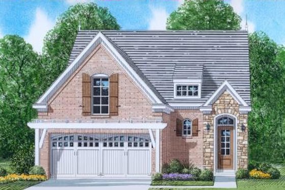 Exterior - Front Elevation for European House Plan #424-38 - 3 bed, 2.5 bath