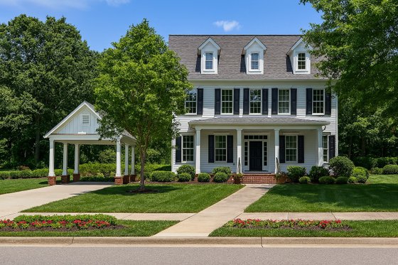 Exterior - Front Elevation for Colonial House Plan #17-2114 - 3 bed, 2.5 bath