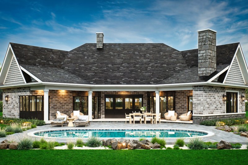 Dream House Plan - Exterior - Rear Elevation 1 for Ranch House Plan #119-431 - 3 bed, 3 bath