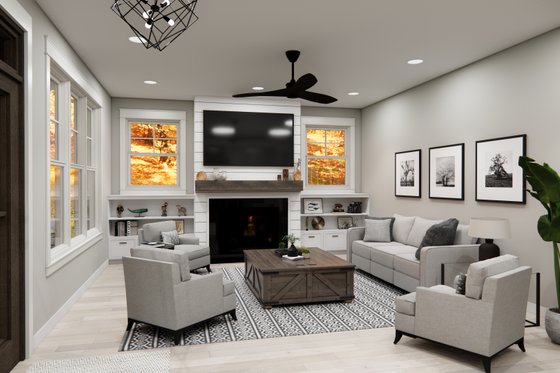 Interior - Family Room for Farmhouse House Plan #51-1455 - 3 bed, 3.5 bath