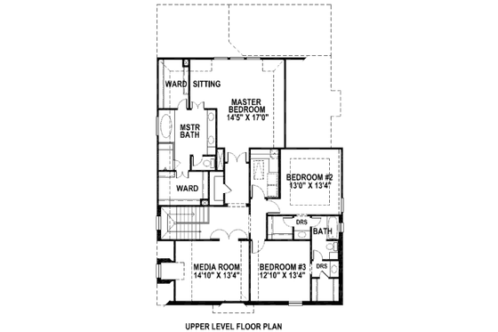 Floor Plan - Upper Floor for European House Plan #141-273 - 4 bed, 3 bath