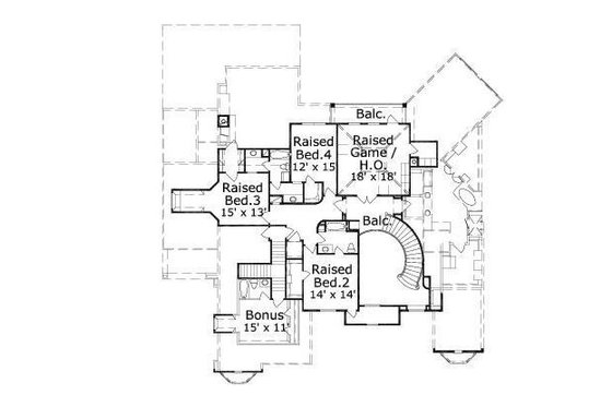 Floor Plan - Upper Floor for European House Plan #411-484 - 4 bed, 3.5 bath