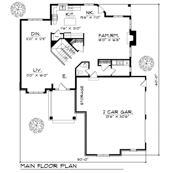 Home Plan - Traditional Floor Plan - Main Floor Plan #70-394