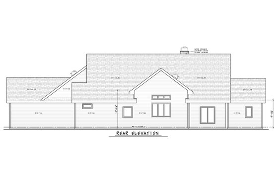 Exterior - Rear Elevation 1 for Farmhouse House Plan #20-2566 - 4 bed, 3.5 bath