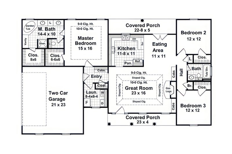 Architectural House Design - Floor Plan - Main Floor for Farmhouse House Plan #21-626 - 3 bed, 2 bath