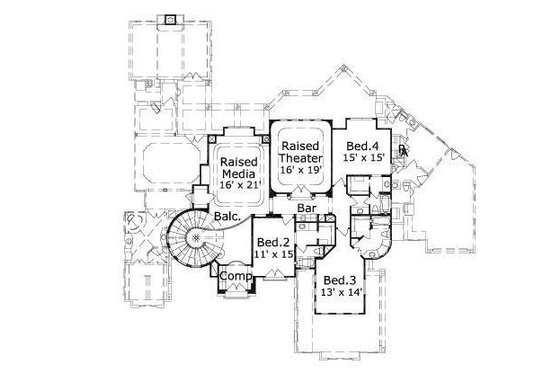Floor Plan - Upper Floor for European House Plan #411-457 - 5 bed, 5.5 bath