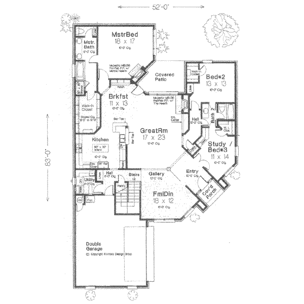 House Blueprint - European Floor Plan - Main Floor Plan #310-372