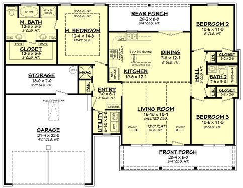 Floor Plan - Main Floor for Country House Plan #430-262 - 3 bed, 2 bath