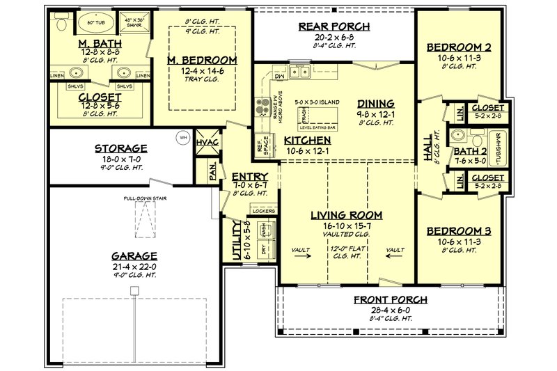 House Plan Design - Floor Plan - Main Floor for Country House Plan #430-262 - 3 bed, 2 bath
