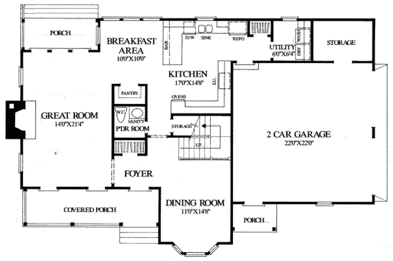 Home Plan - Floor Plan - Main Floor for Traditional House Plan #137-206 - 3 bed, 2 bath