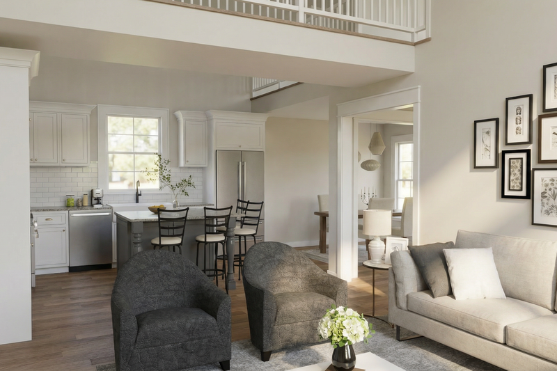 House Blueprint - Interior - Family Room 1 for Farmhouse House Plan #923-484 - 3 bed, 2.5 bath