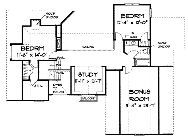 Traditional Floor Plan - Upper Floor Plan #75-117